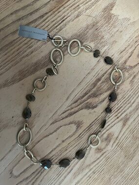 Adrienne Vittadini Gold-tone Necklace with Smoky Brown Beads